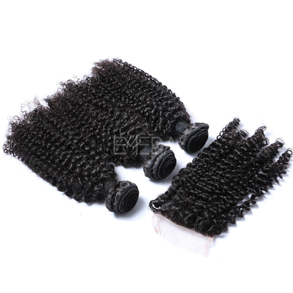 Overseas brazilian indian remi hair weave kinky curl with closure YJ231